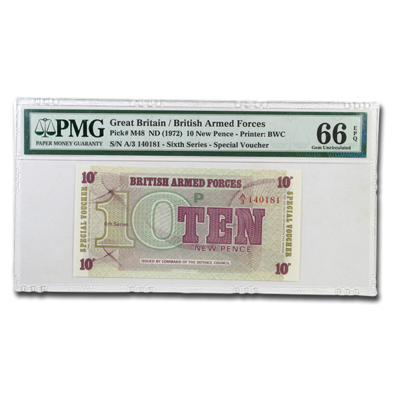 (1972)Great Britain/Brit Armed Forces 10 New Pence CU-66 EPQ PMG (1972)Great Britain/Brit Armed Forces 10 New Pence CU-66 EPQ PMG